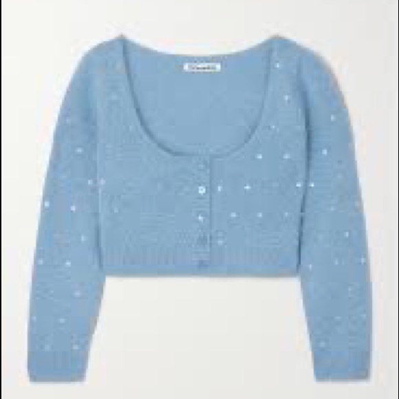 RARE Reformation + Net Sustain Nathalia Embellished Cropped Cardigan Sweater - Picture 10 of 11